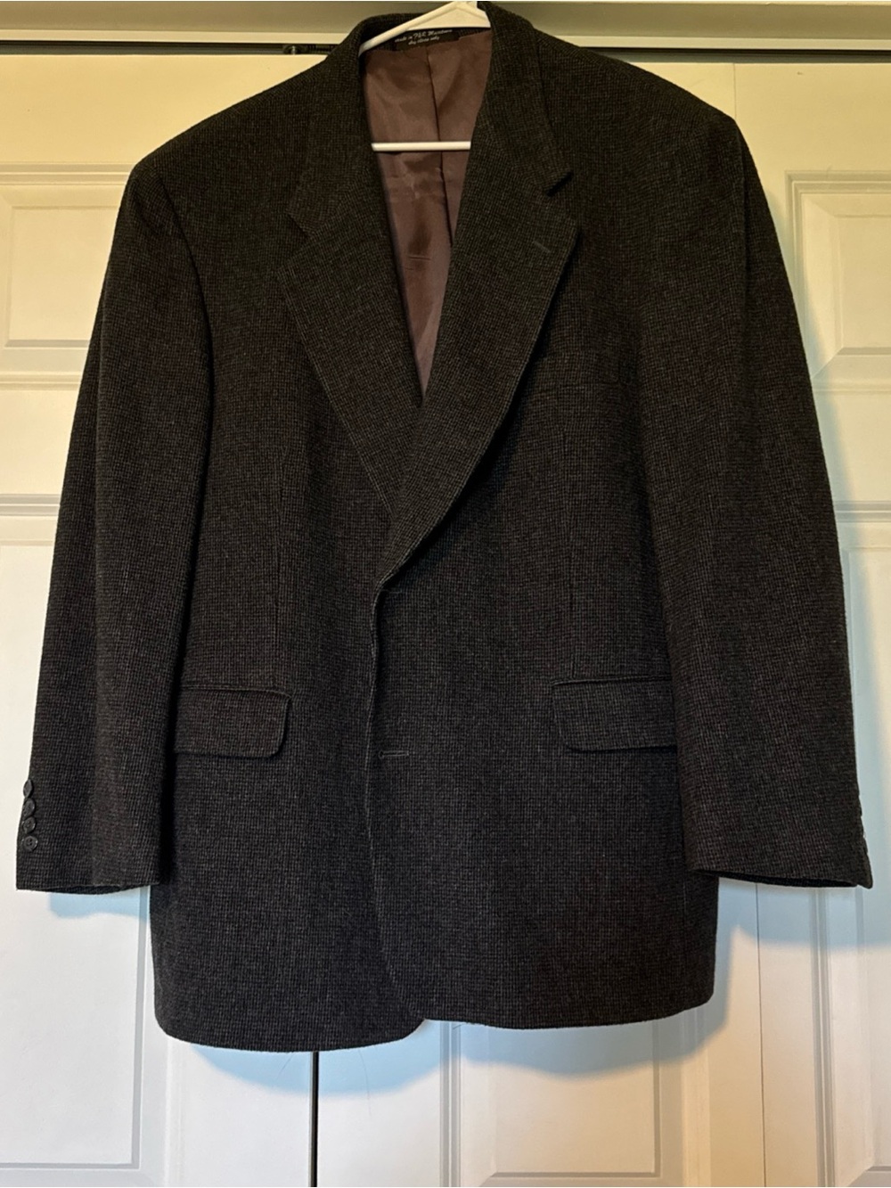 Vtg Chereskin Camel Hair Blend Blazer 46R Charcoal Gray Textured Sport Coat Men